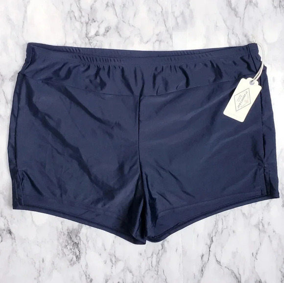St. John's Bay Swim Short Bottom Color Black Built-In Brief - Picture 1 of 15